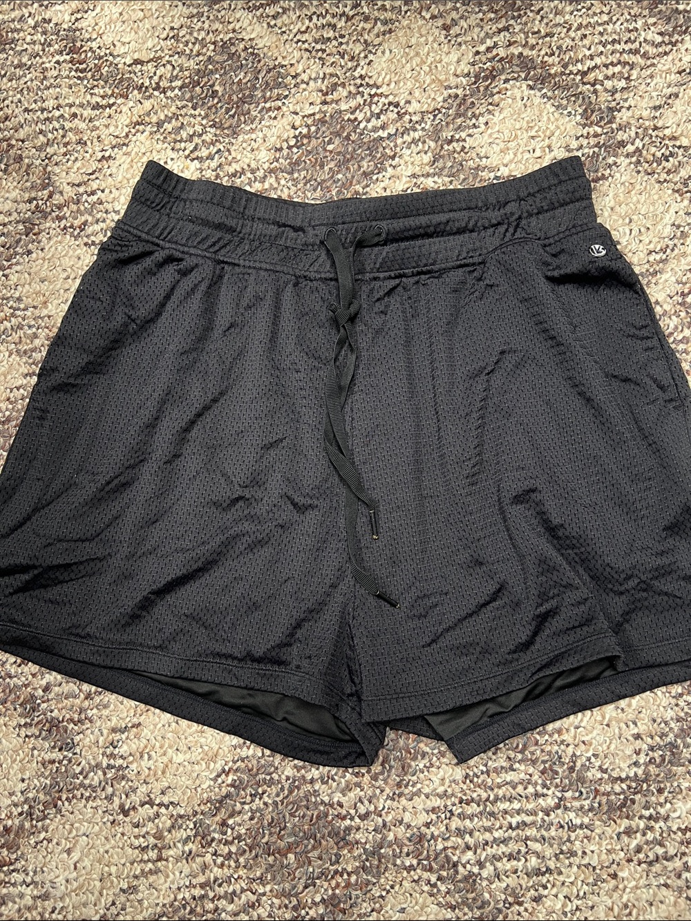 BuffBunny Black Athletic Mesh Shorts with Drawstring Waist